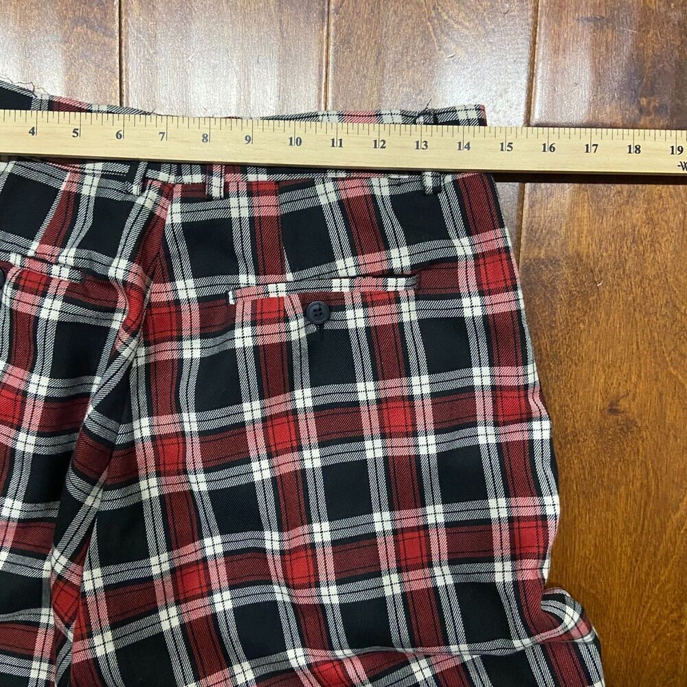 Smash Vintage 90s Black Red White Slacks Pants Polyester Men's Size W32 x L30 - Picture 6 of 8